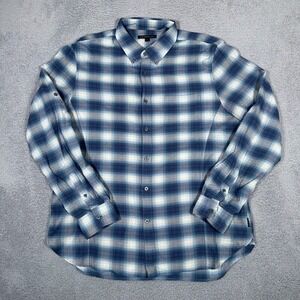 John‎ Varvatos Shirt Mens XL Blue Plaid Button Down Long Sleeve Casual Cotton